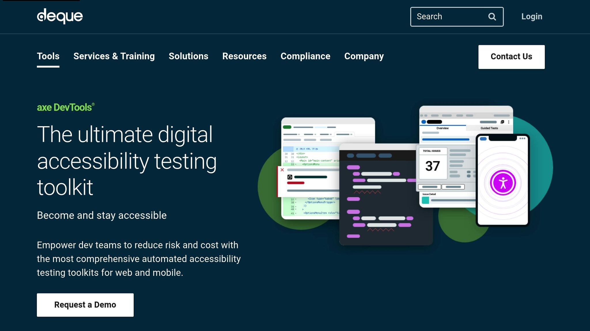axe DevTools browser extension interface for accessibility testing