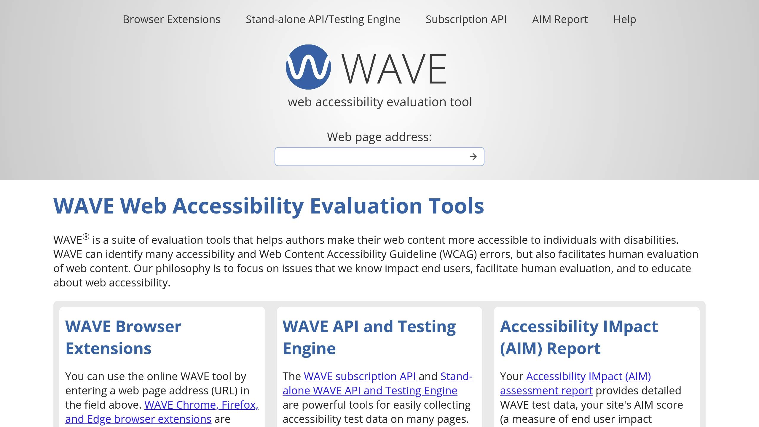 WAVE accessibility evaluation tool interface showing website accessibility analysis