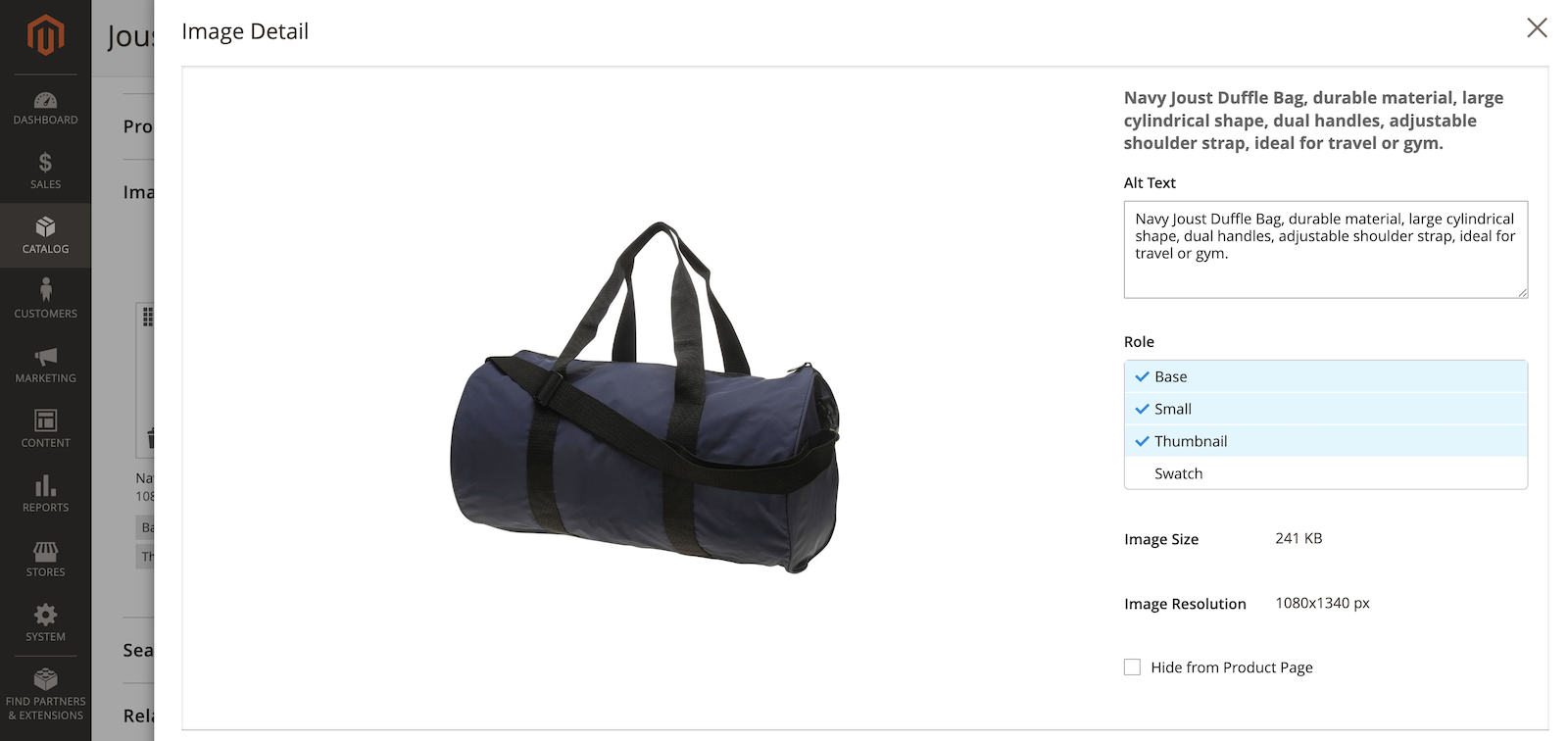 Product gallery showing images with AI-generated alt text attributes